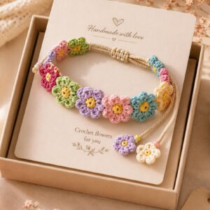 Crochet Daisy Flower Bracelet Pattern PDF, Beginner Friendly Tutorial