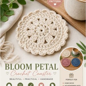 Bloom Petal Crochet Coaster Pattern PDF | Easy Flower Coaster Tutorial