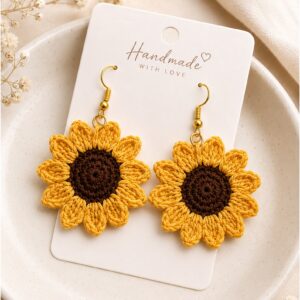 Sunflower Crochet Earrings Pattern PDF
