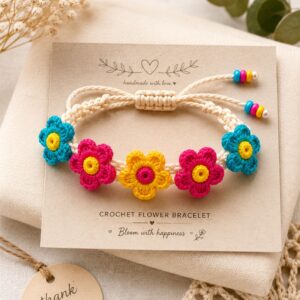 Crochet Flower Bracelet Pattern PDF, Easy Crochet Bracelet Tutorial, Floral Jewelry Pattern, Instant Download DIY Gift