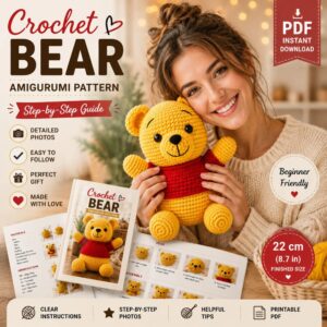 Winnie the Pooh Crochet Bear Amigurumi Pattern PDF, Beginner Friendly Toy Tutorial