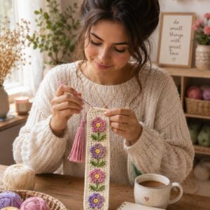 Crochet Flower Bookmark Pattern PDF, Floral Crochet Bookmark, Cottagecore Reading Gift, Easy Beginner Crochet Pattern