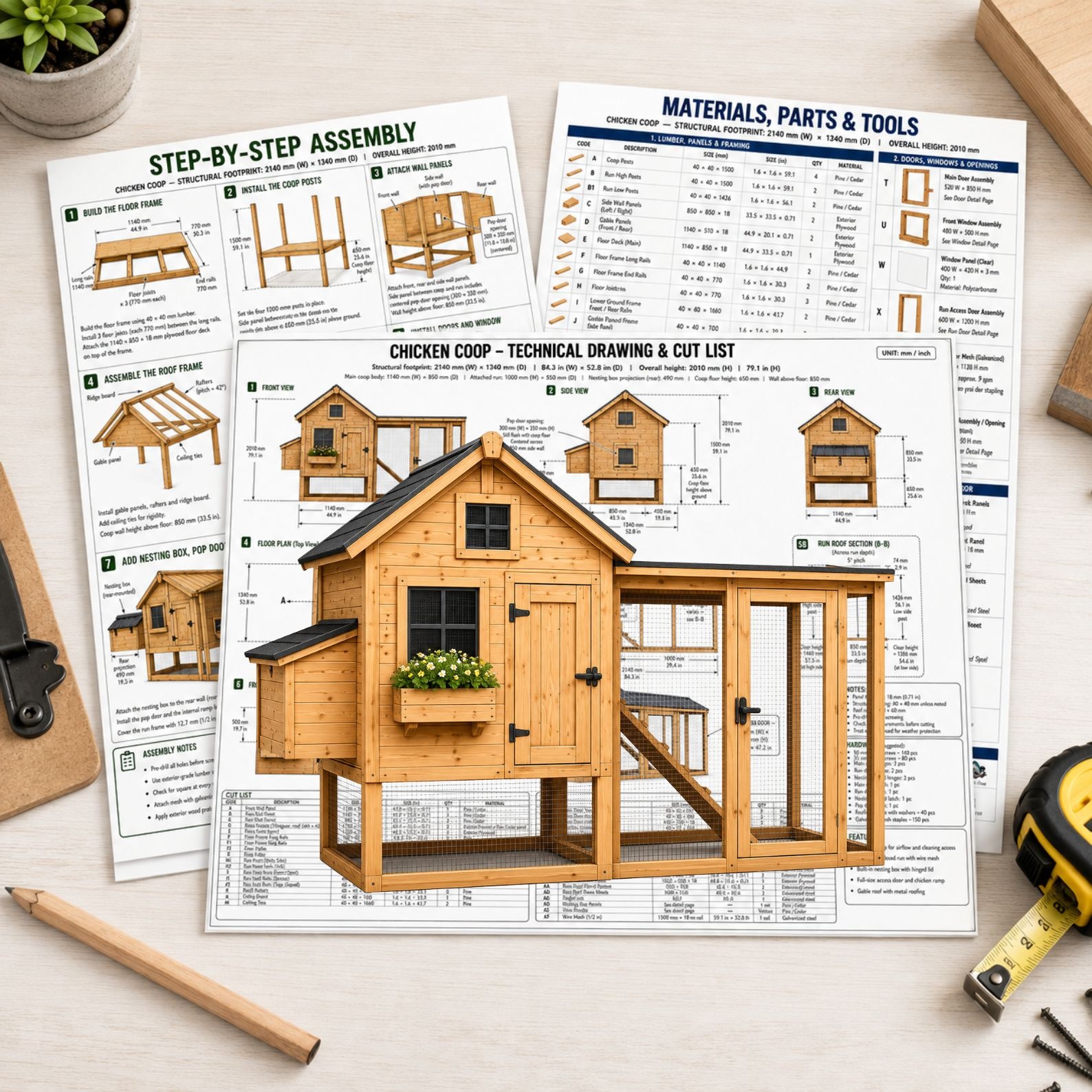 Chicken Coop Plans with Run – DIY Backyard Hen House PDF | Beginner-Friendly Woodworking Plans - Image 12