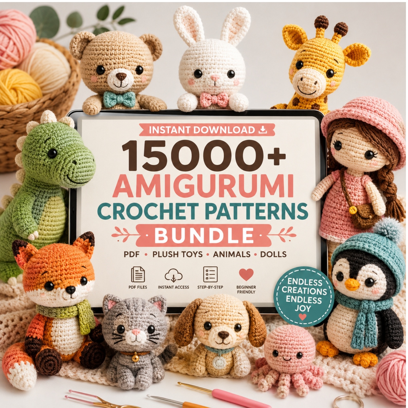 15,000+ Amigurumi Crochet Patterns Bundle – Animals, Dolls & Plush Toy PDF Patterns