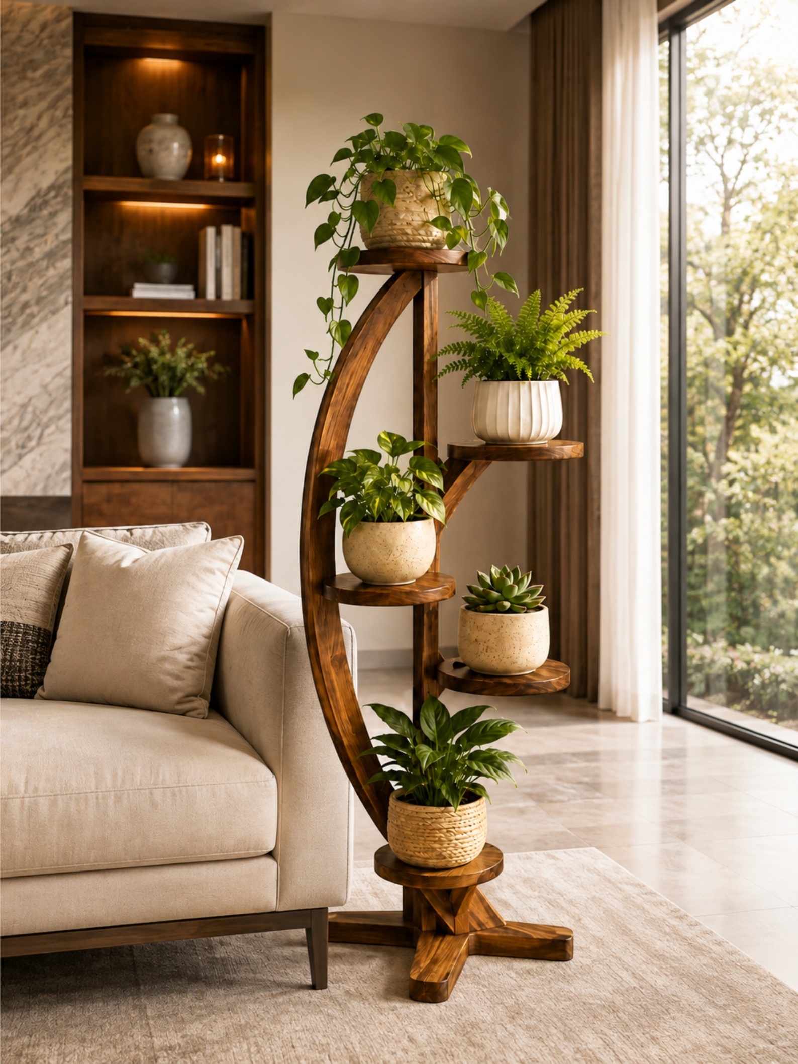 Wooden Plant Stand Plans PDF, DIY Curved 5 Tier Plant Shelf, Woodworking Plans, Indoor Plant Stand, Instant Digital Download - Image 3