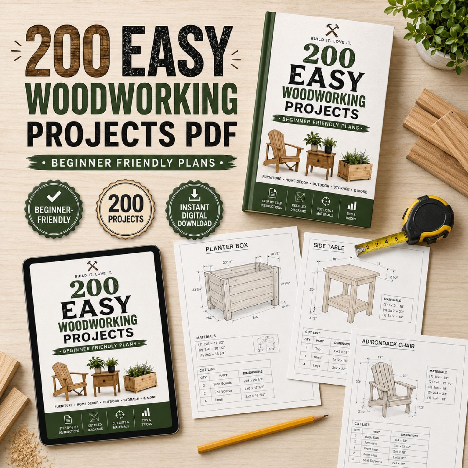 200 Easy Woodworking Project Plans | Beginner Woodworking Plans PDF - Image 4