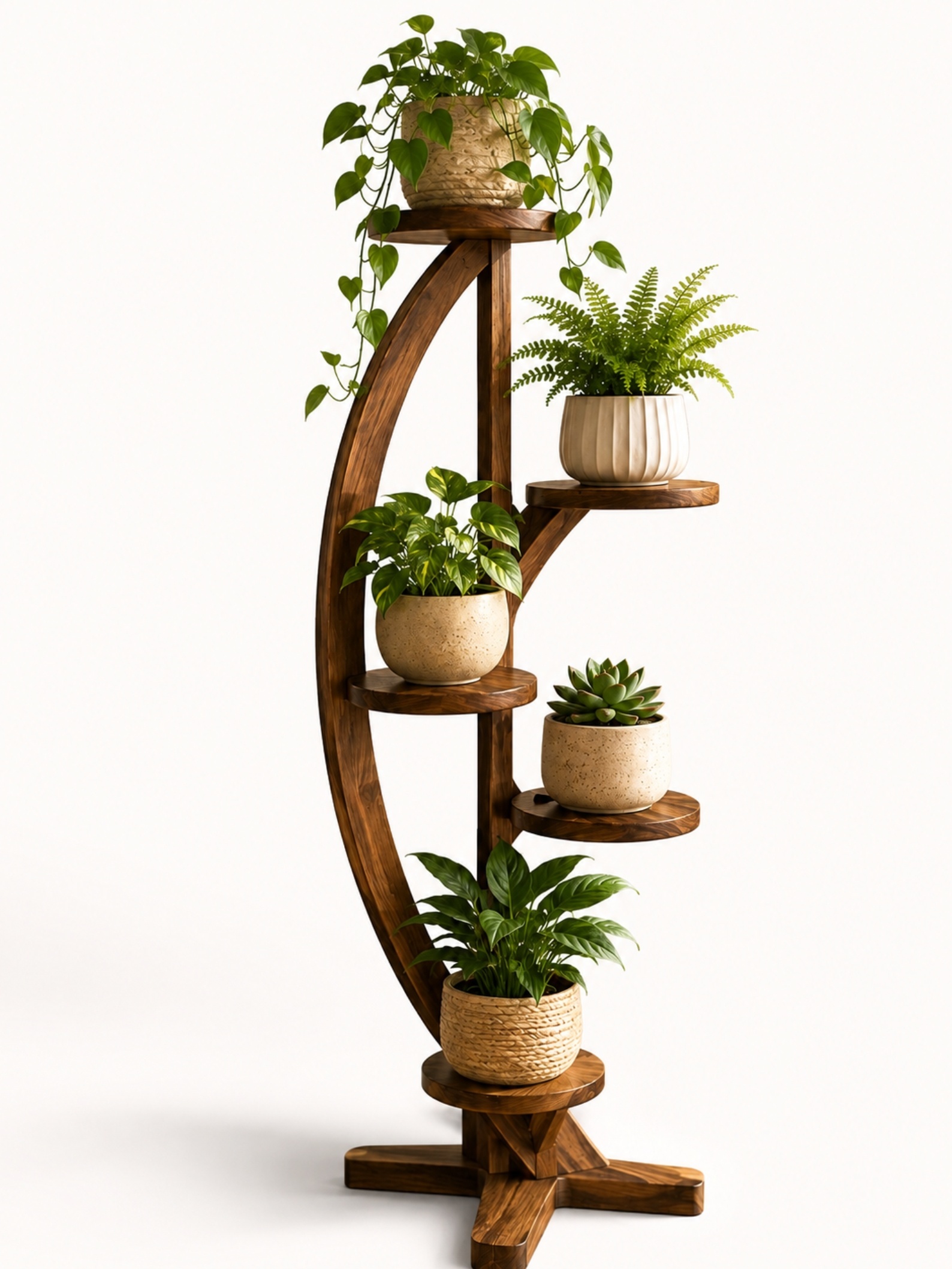 Wooden Plant Stand Plans PDF, DIY Curved 5 Tier Plant Shelf, Woodworking Plans, Indoor Plant Stand, Instant Digital Download